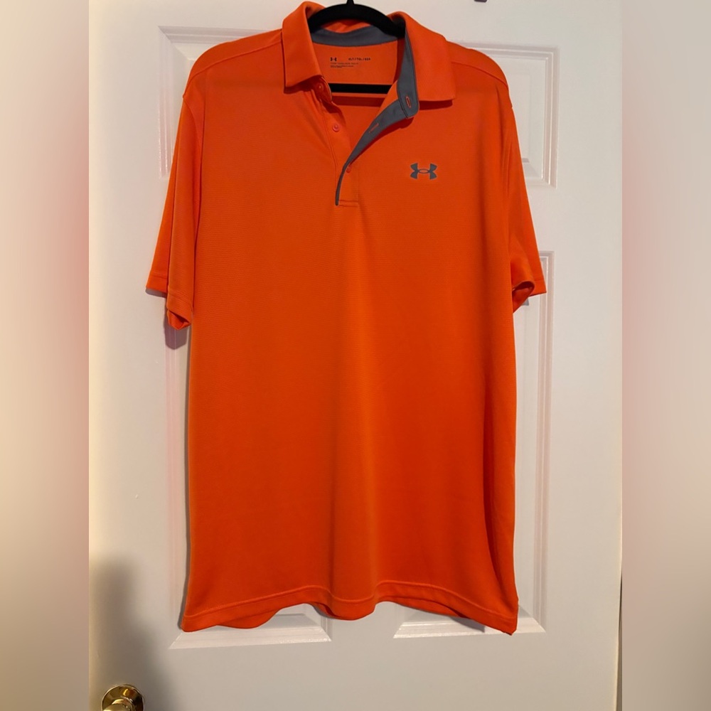 Under Armour Men’s Orange Polo with Gray Accents